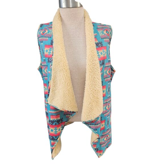 Fashion Express Southwestern Fleece Vest Size L Multicolored Aztec Print - Picture 2 of 11